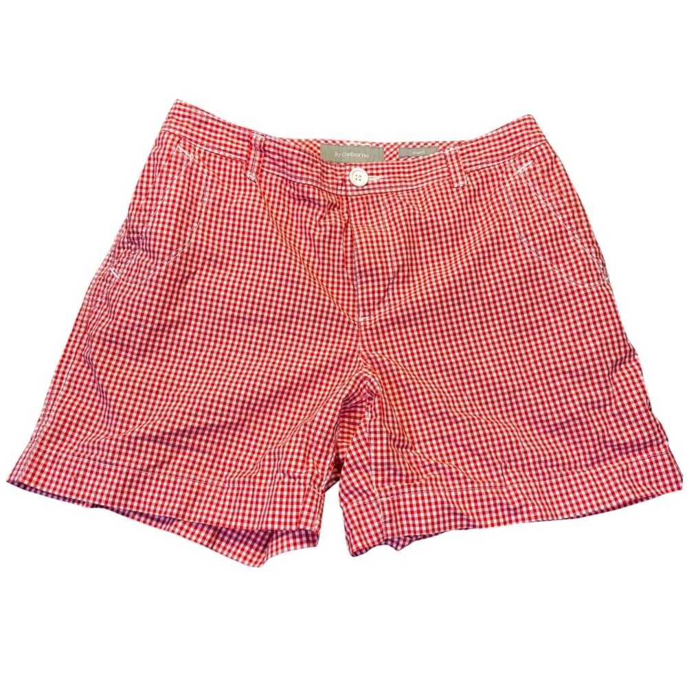 Liz Claiborne Sloane Red White Gingham Checkered Shorts Women's Size 2 Preppy